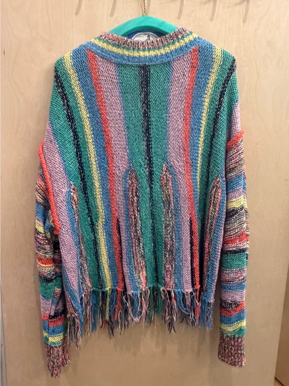 Pilcro Multicolor Striped V-Neck Fringe Cardigan - Picture 4 of 5